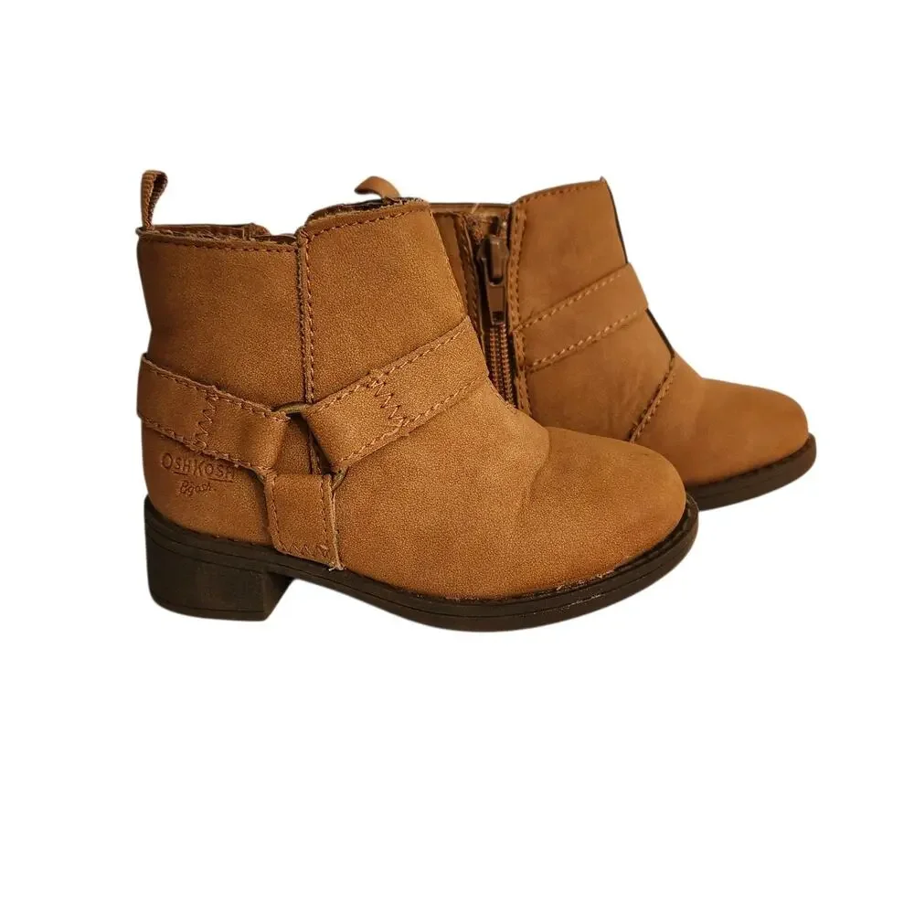 Oshkosh Toddler Girls Ankle Boots Size 5m Brown Zipper Pull Tag